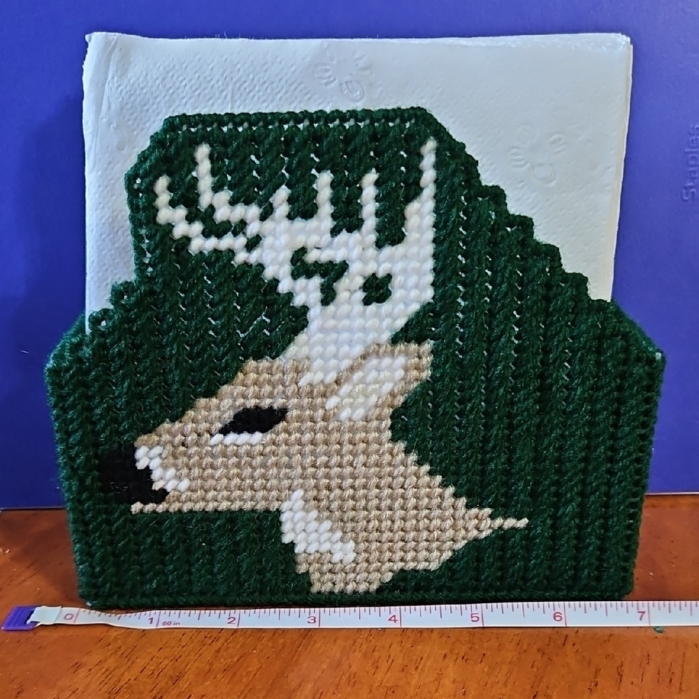 Handcrafted Deer Napkin Holder - Green and Tan